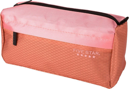 Five Star Pencil Pouch, Pen Case, 9-Pocket Zipper Pouch, Storage Organizer for School Supplies Earbuds Chargers Cables Makeup, Pink/Terracotta (500213F-ECM)