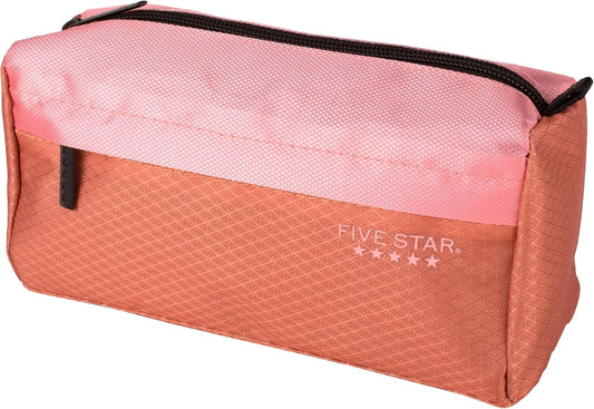 Five Star Pencil Pouch, Pen Case, 9-Pocket Zipper Pouch, Storage Organizer for School Supplies Earbuds Chargers Cables Makeup, Pink/Terracotta (500213F-ECM)