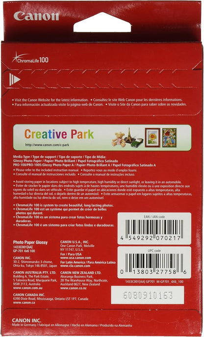 CanonInk Glossy Photo Paper 4"x 6" 100 Sheets (1433C001), Red