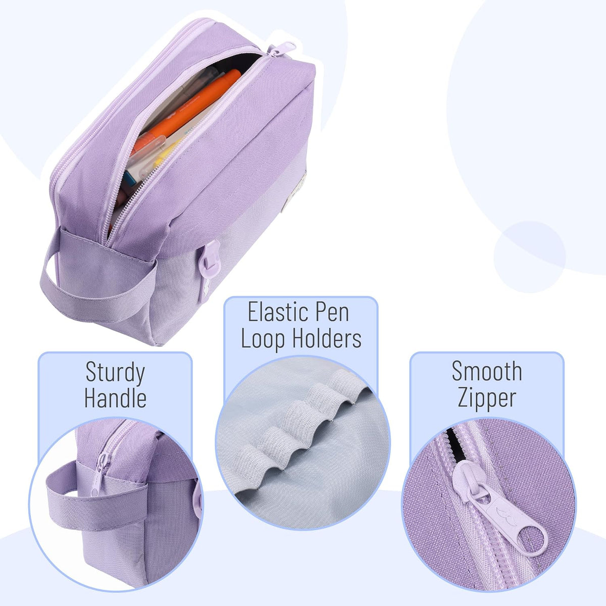 Mr. Pen- High Capacity Pencil Case, Large Pencil Pouch with 3 Compartments and 2 Pockets, Large Pencil Bag with Smooth Zipper, Cute Pencil Case Pouch Organizer, School Supplies for Teens