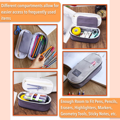 Mr. Pen- Pencil Case Large, Fabric Pencil Pouch Large, Grey, Pen Bag