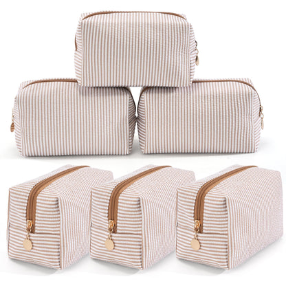 Makeup Bag Travel Toiletry Bag for Women, Small Cosmetic Bags Cute Quilted Cotton Makeup Pouch for Purse Emergency Bag Pencil Case Accessory Bag, Pastel Pink