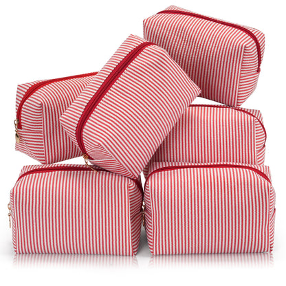 Makeup Bag Travel Toiletry Bag for Women, Small Cosmetic Bags Cute Quilted Cotton Makeup Pouch for Purse Emergency Bag Pencil Case Accessory Bag, Pastel Pink