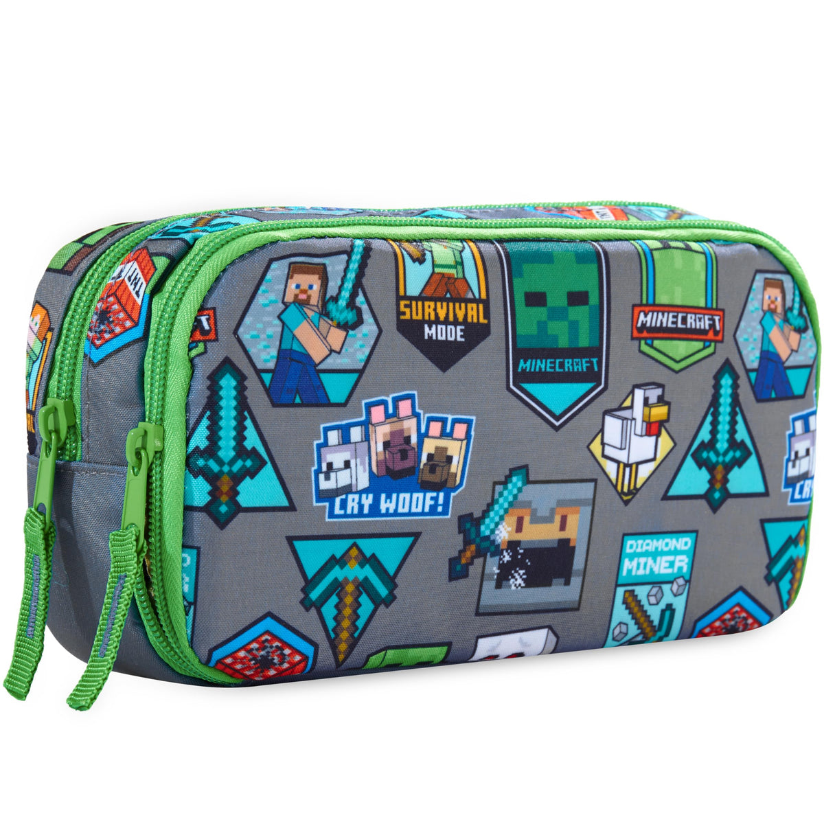 Get Trend Minecraft Pencil Case for Boys, Pencil Pouch with 2 Zipped Compartments, Back-to-School Marker & Pen Case, Organizer for School Supplies, Stationery, Gamer Gifts (Multi Minecraft)