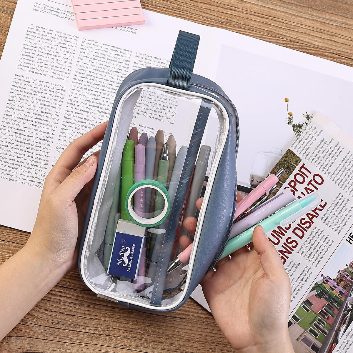 Mr. Pen- Clear Pencil Pouch, Large Capacity Makeup Pouch