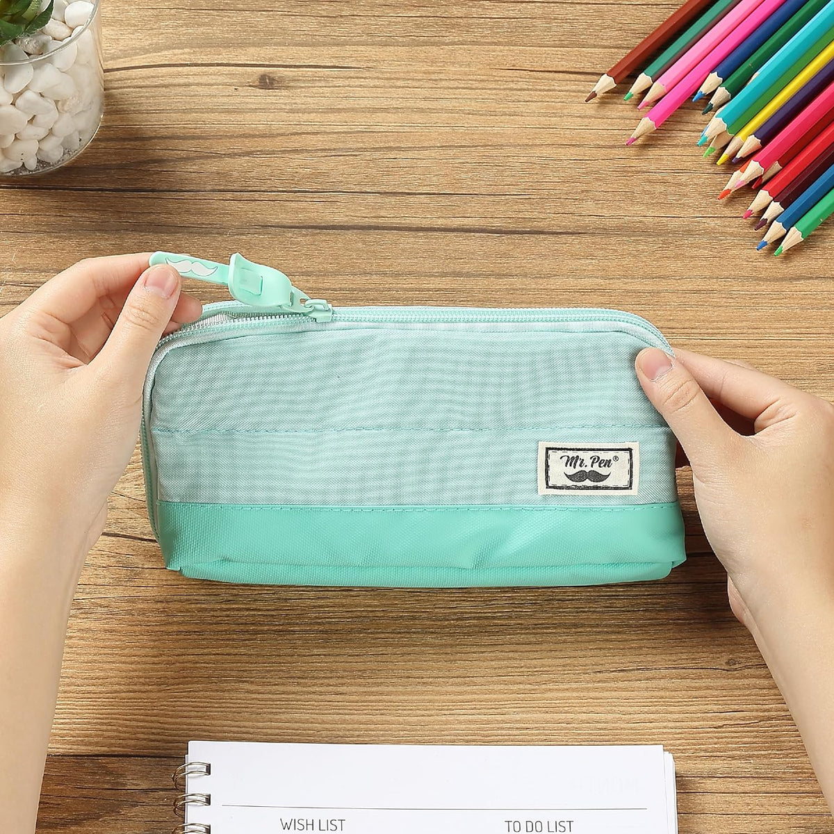 Mr. Pen- Wide-Opening Pencil Case, Triangle Design