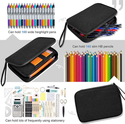 Zannaki Big Capacity Storage Pouch Marker Pen Pencil Case Simple Stationery Bag Box Art Tool & Sketch Storage Boxes for Bullet Journal Middle High School Office College Student Girl Women Adult Teen