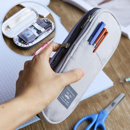 Mr. Pen- Pencil Case Large, Fabric Pencil Pouch Large, Grey, Pen Bag