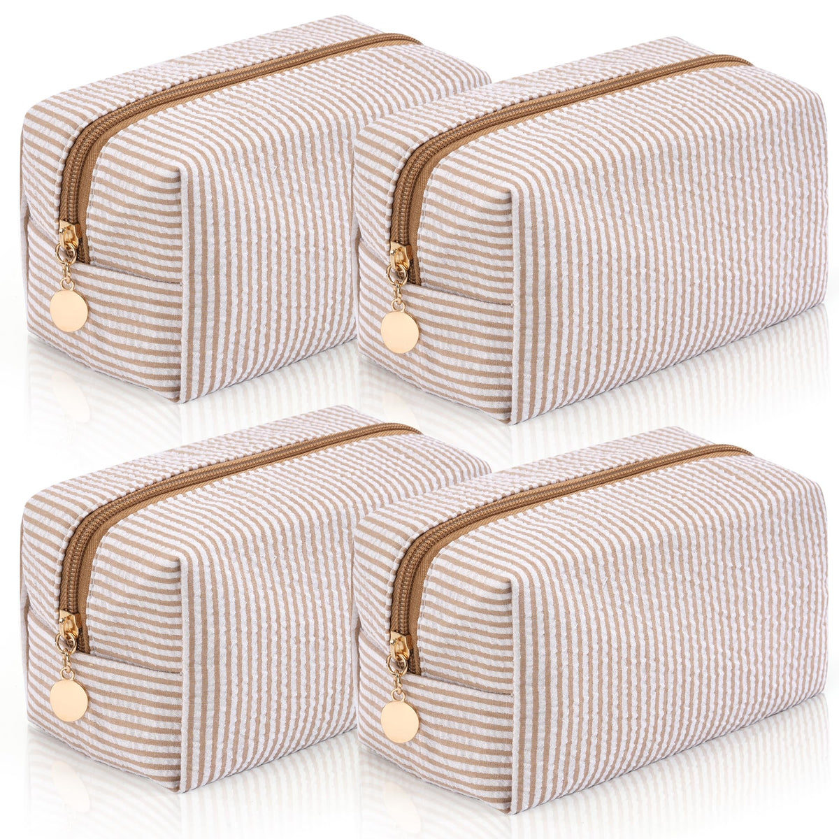 Makeup Bag Travel Toiletry Bag for Women, Small Cosmetic Bags Cute Quilted Cotton Makeup Pouch for Purse Emergency Bag Pencil Case Accessory Bag, Pastel Pink