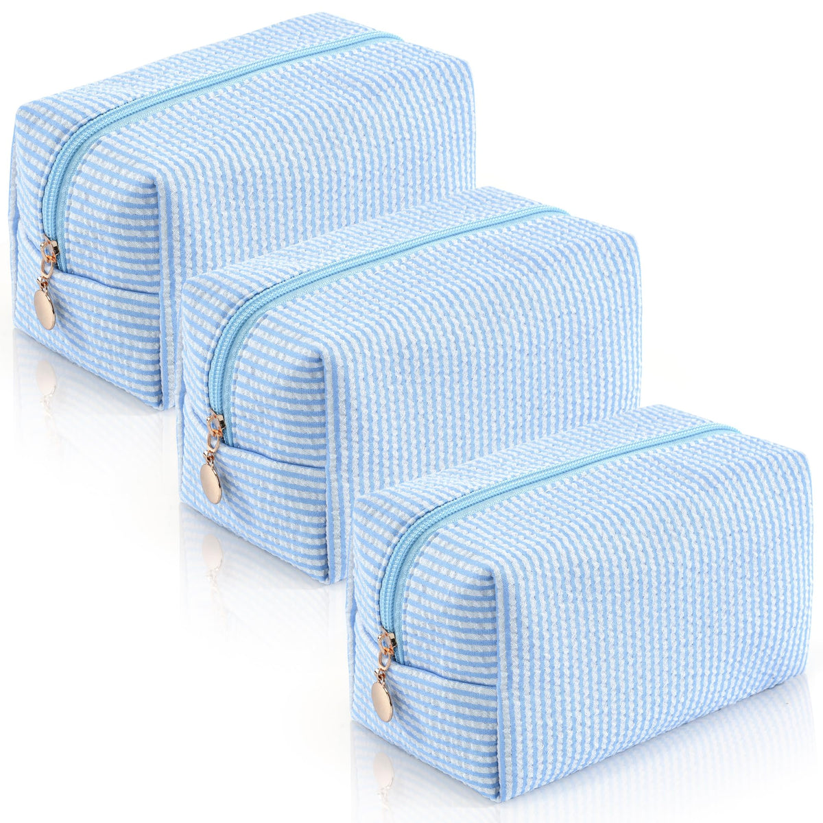Makeup Bag Travel Toiletry Bag for Women, Small Cosmetic Bags Cute Quilted Cotton Makeup Pouch for Purse Emergency Bag Pencil Case Accessory Bag, Pastel Pink