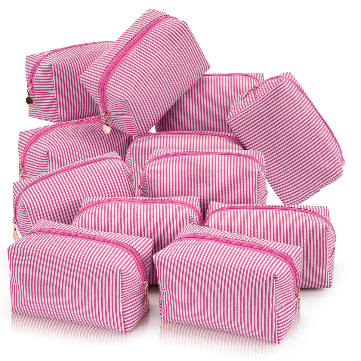 Makeup Bag Travel Toiletry Bag for Women, Small Cosmetic Bags Cute Quilted Cotton Makeup Pouch for Purse Emergency Bag Pencil Case Accessory Bag, Pastel Pink