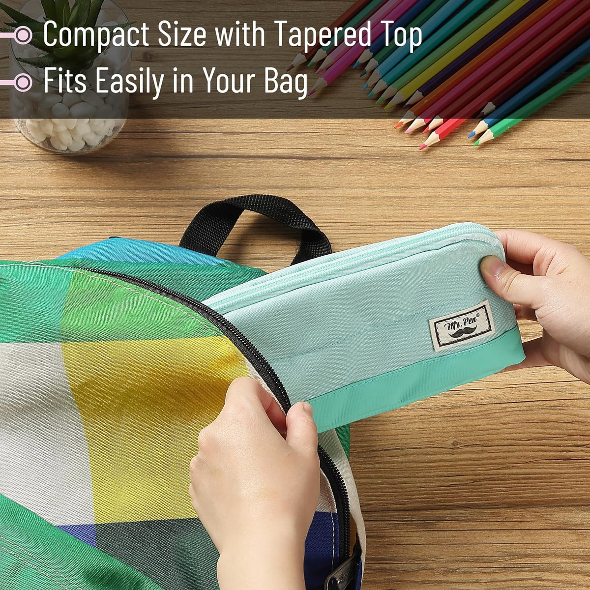 Mr. Pen- Wide-Opening Pencil Case, Triangle Design