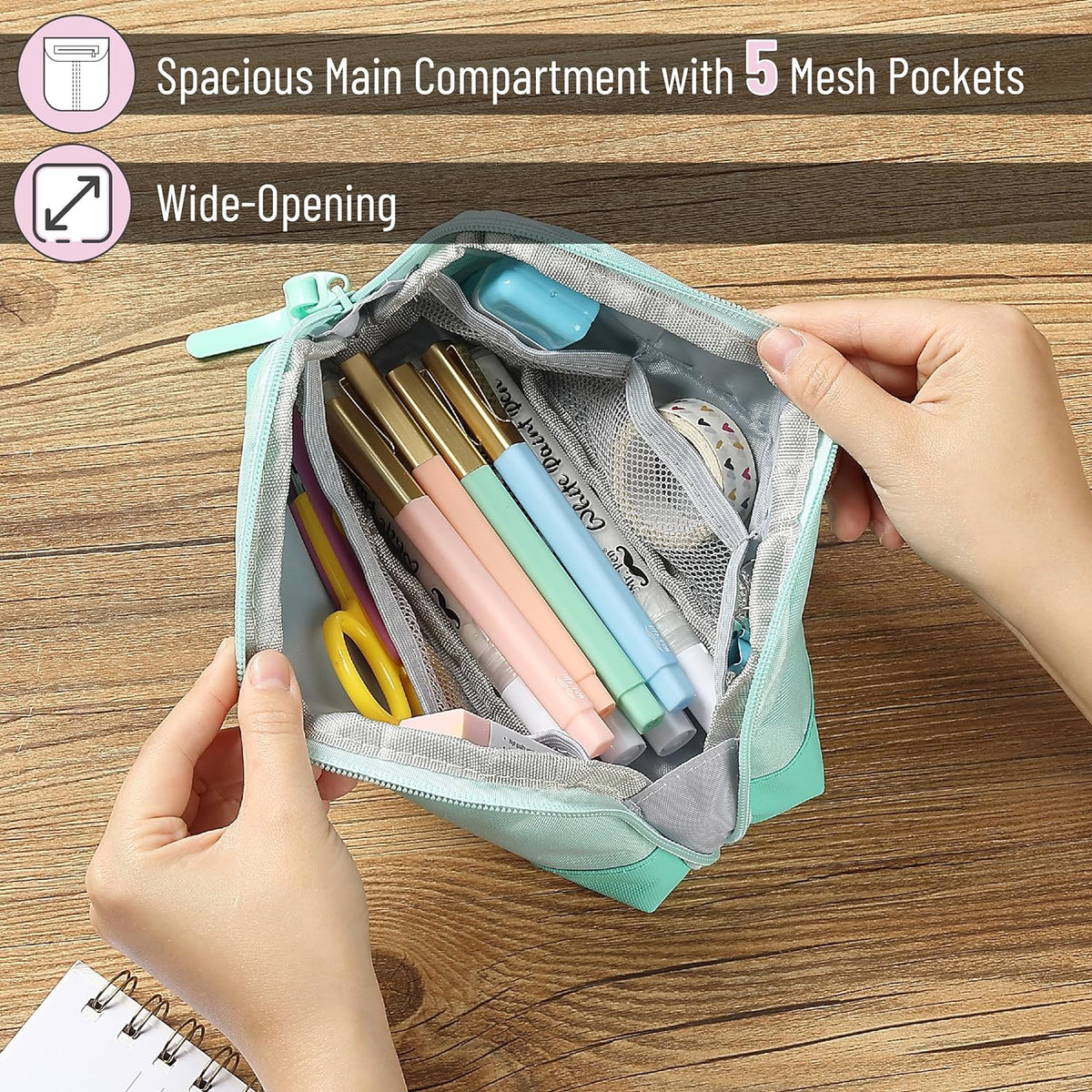 Mr. Pen- Wide-Opening Pencil Case, Triangle Design